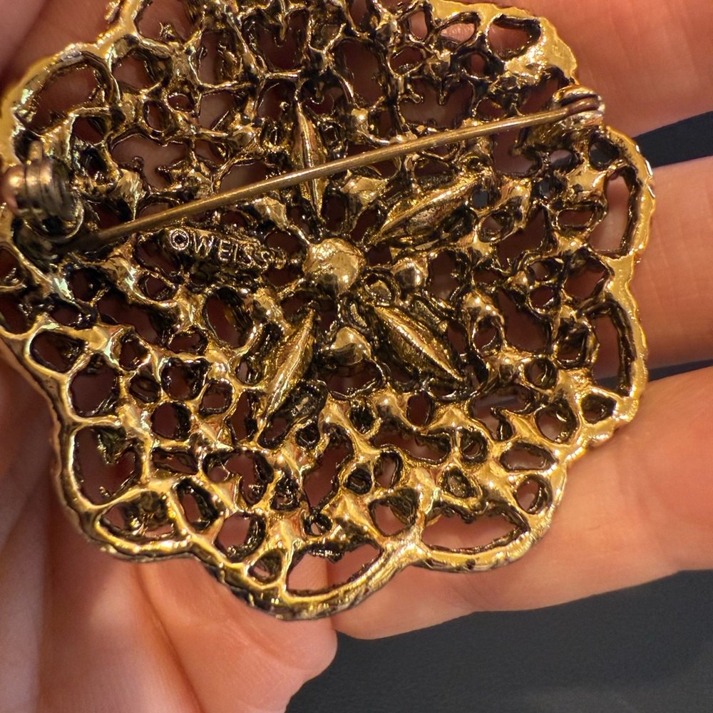 Albert Weiss gorgeous Gold/orange/copper/pale yellow Crystal Brooch - Picture 3 of 8